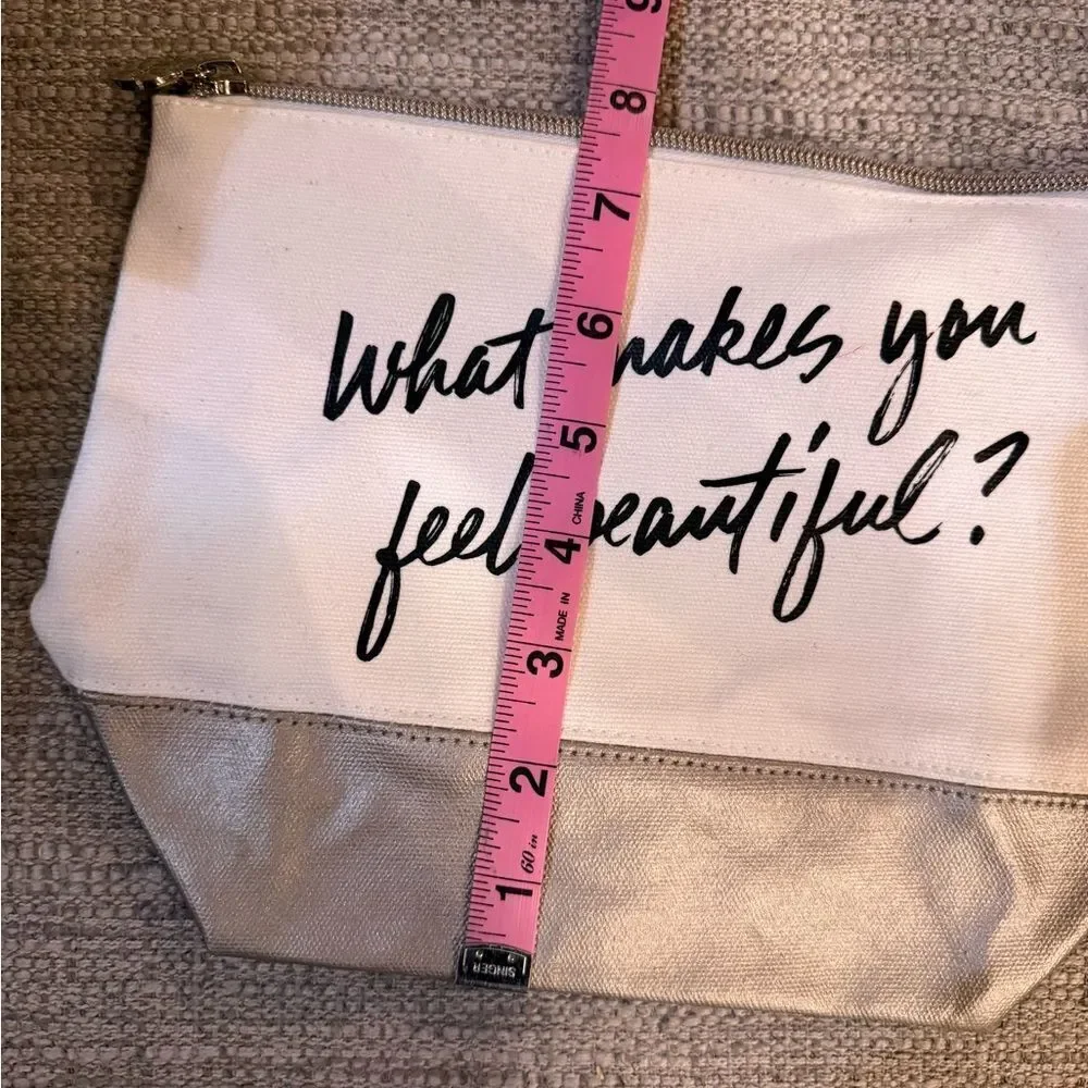 BareMinerals Cream and Gold Women's Cosmetics Bag